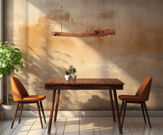 LED lampe de table à manger - fait main pièce unique - 99cm branche de chêne
