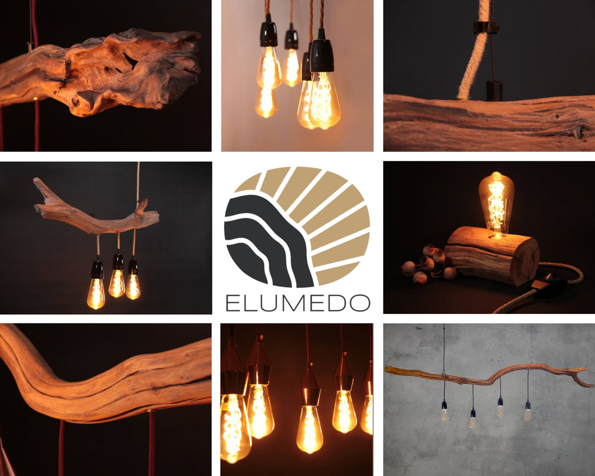 Hängelampe / 113cm langer Eichenast / Einzelstück / Holz / Ast / Pendelleuchte / Esstisch / Deckenlampe / Küchentischlampe / modern