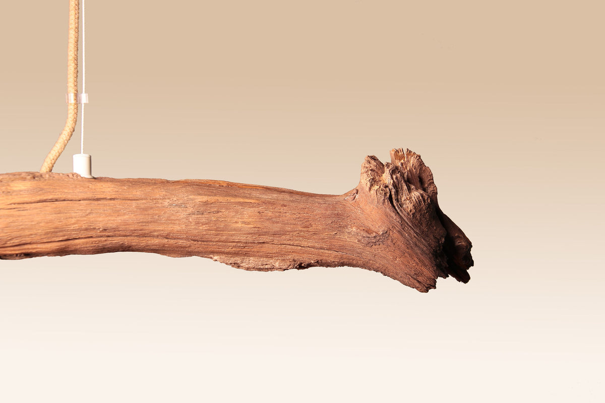Hängelampe / 113cm langer Eichenast / Einzelstück / Holz / Ast / Pendelleuchte / Esstisch / Deckenlampe / Küchentischlampe / modern