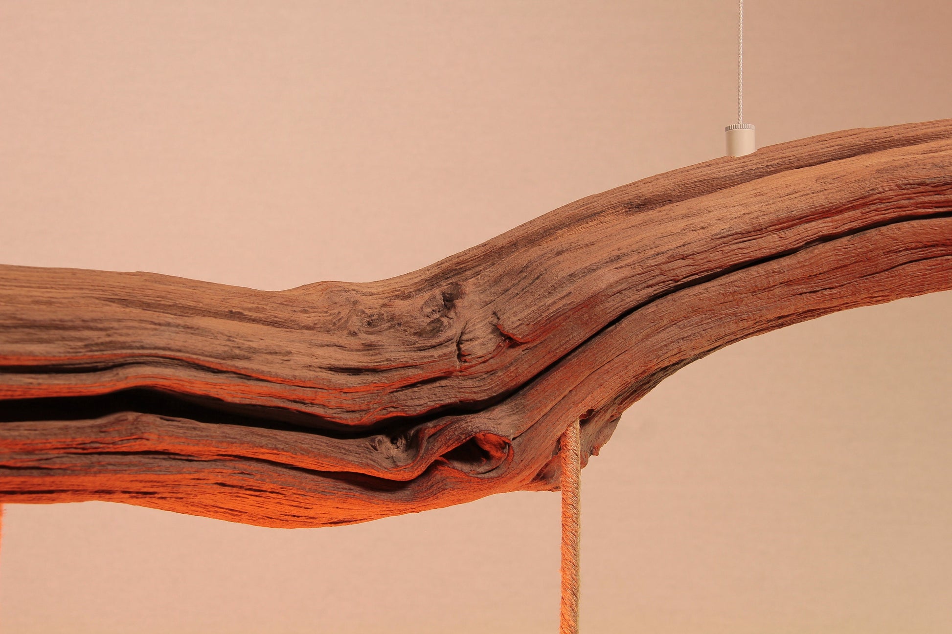 Hängelampe / 177cm langer Eichenast / Einzelstück / Holz / Ast / Pendelleuchte / Esstisch / Deckenlampe / Küchentischlampe / modern