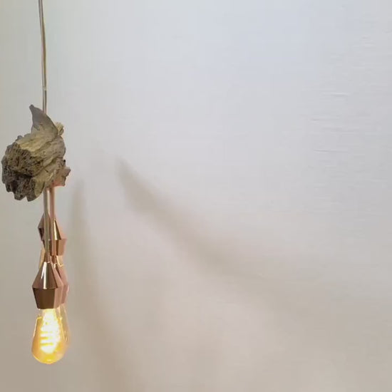 Hängelampe / 186cm langer Eichenast / Einzelstück / Holz / Ast / Pendelleuchte / Küchentisch / Deckenlampe / Esstischlampe / modern
